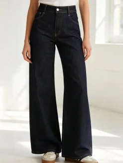Vale Denim Jeans donna a gamba larga - nero