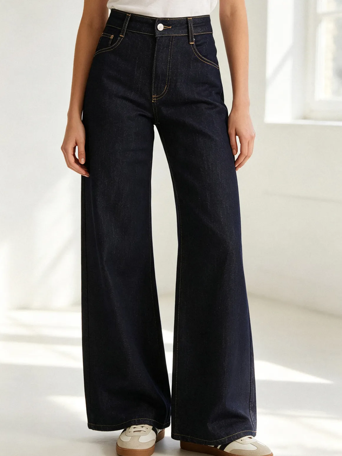Vale Denim Jeans donna a gamba larga - nero