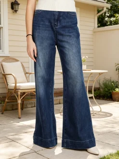 Vale Denim Jeans donna a vita alta con finale a zampa