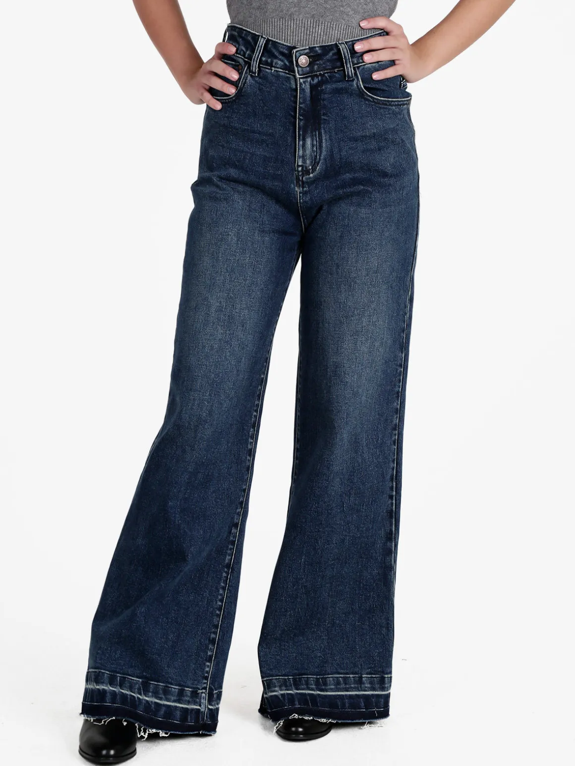 Vale Denim Jeans donna a vita alta e gamba larga
