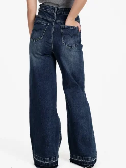 Vale Denim Jeans donna a vita alta e gamba larga