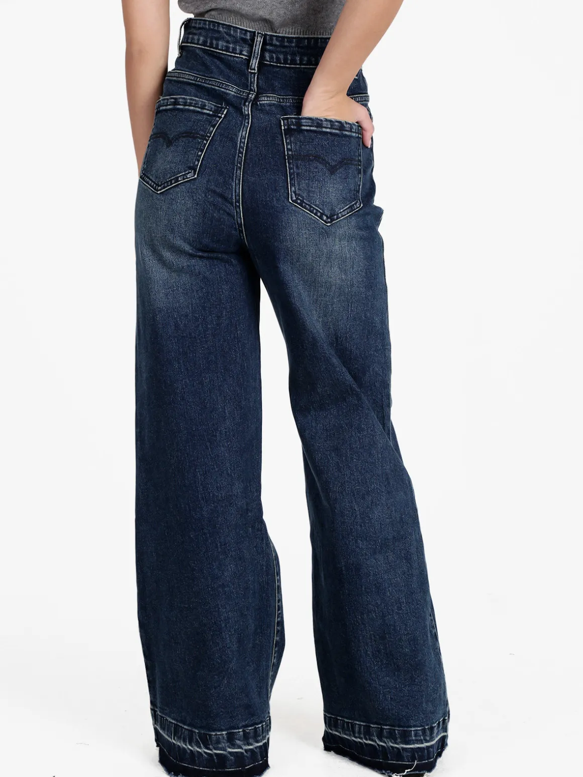 Vale Denim Jeans donna a vita alta e gamba larga