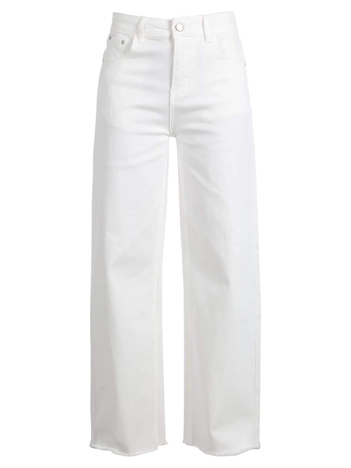 Vale Denim Jeans donna bianco wide leg con finale sfrangiato