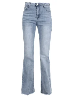 Vale Denim Jeans donna slim fit con finale sfrangiato a zampa