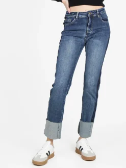 Vale Denim Jeans donna slim fit con maxi risvolto