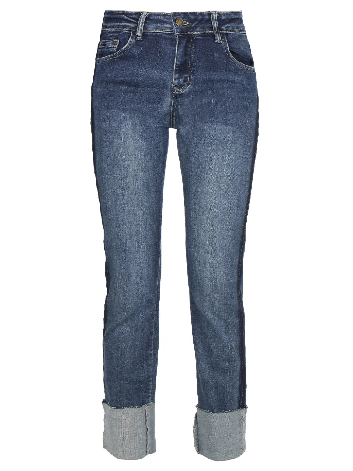 Vale Denim Jeans donna slim fit con maxi risvolto