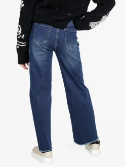 Vale Denim Jeans donna wide leg con finale sfrangiato