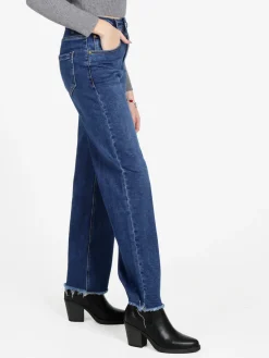 Vale Denim Jeans donna wide leg sfrangiati