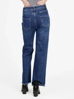 Vale Denim Jeans donna wide leg sfrangiati