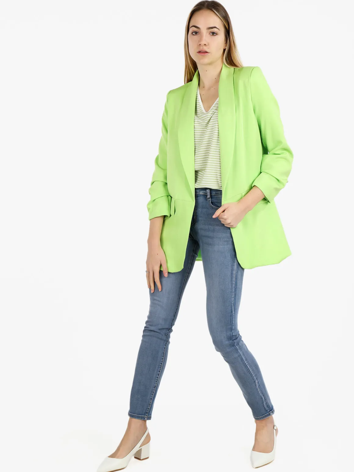Vanita Blazer donna aperto con maniche arricciate
