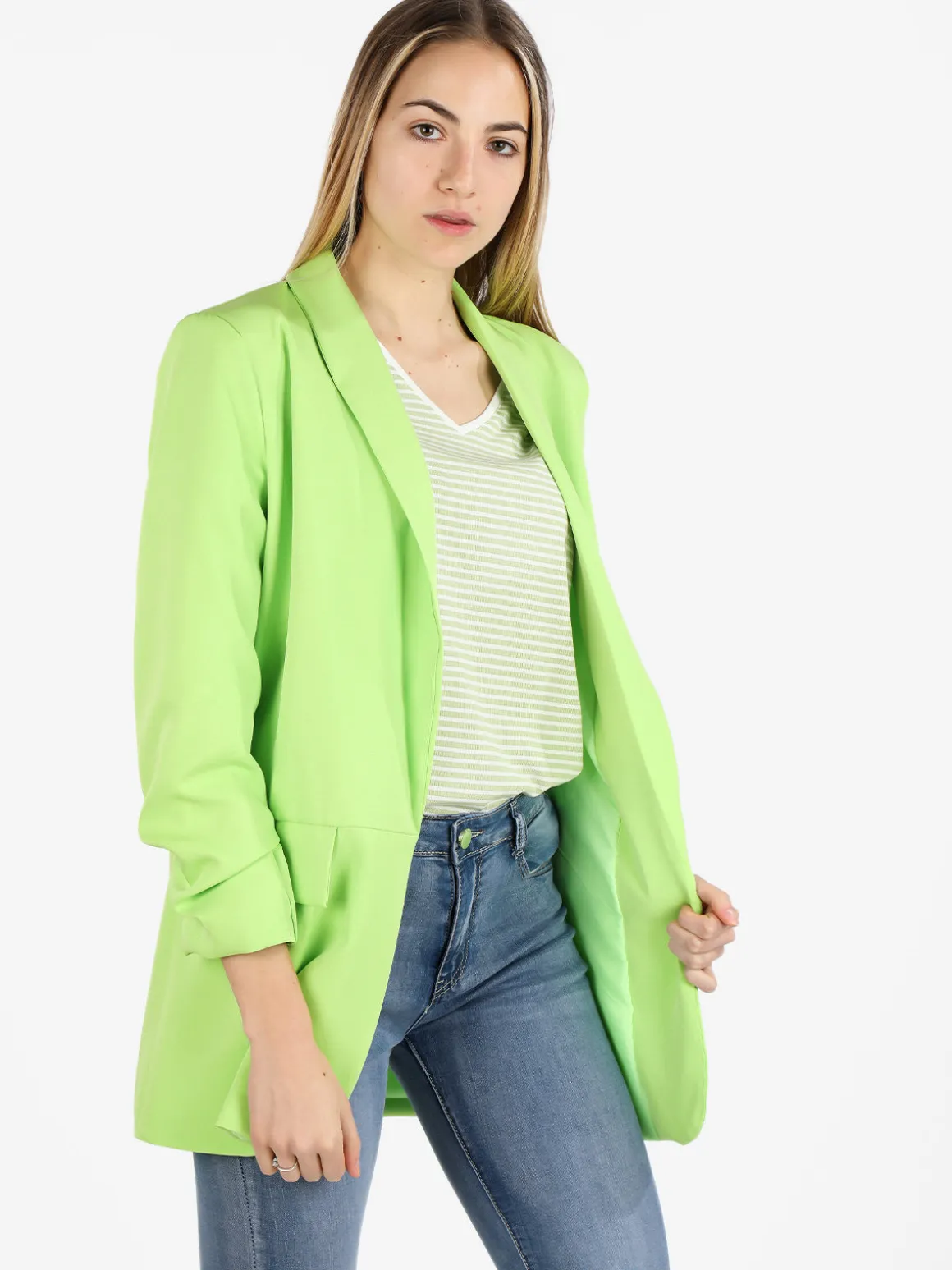 Vanita Blazer donna aperto con maniche arricciate