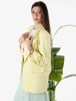 Vanita Blazer donna aperto con maniche arricciate - giallo