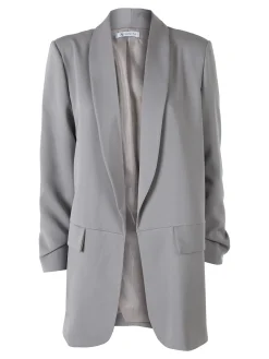 Vanita Blazer donna aperto con maniche arricciate - grigio