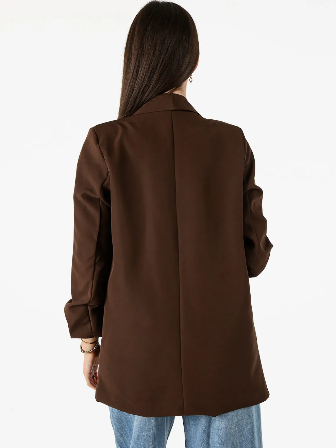 Vanita Blazer donna aperto con maniche arricciate - moro