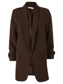 Vanita Blazer donna aperto con maniche arricciate - moro
