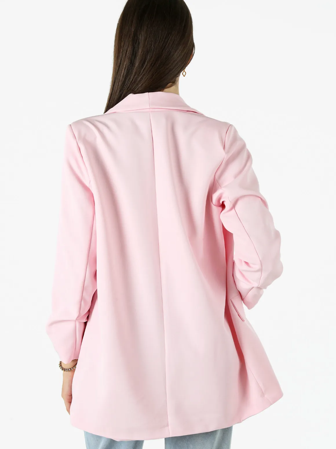 Vanita Blazer donna aperto con maniche arricciate - rosa