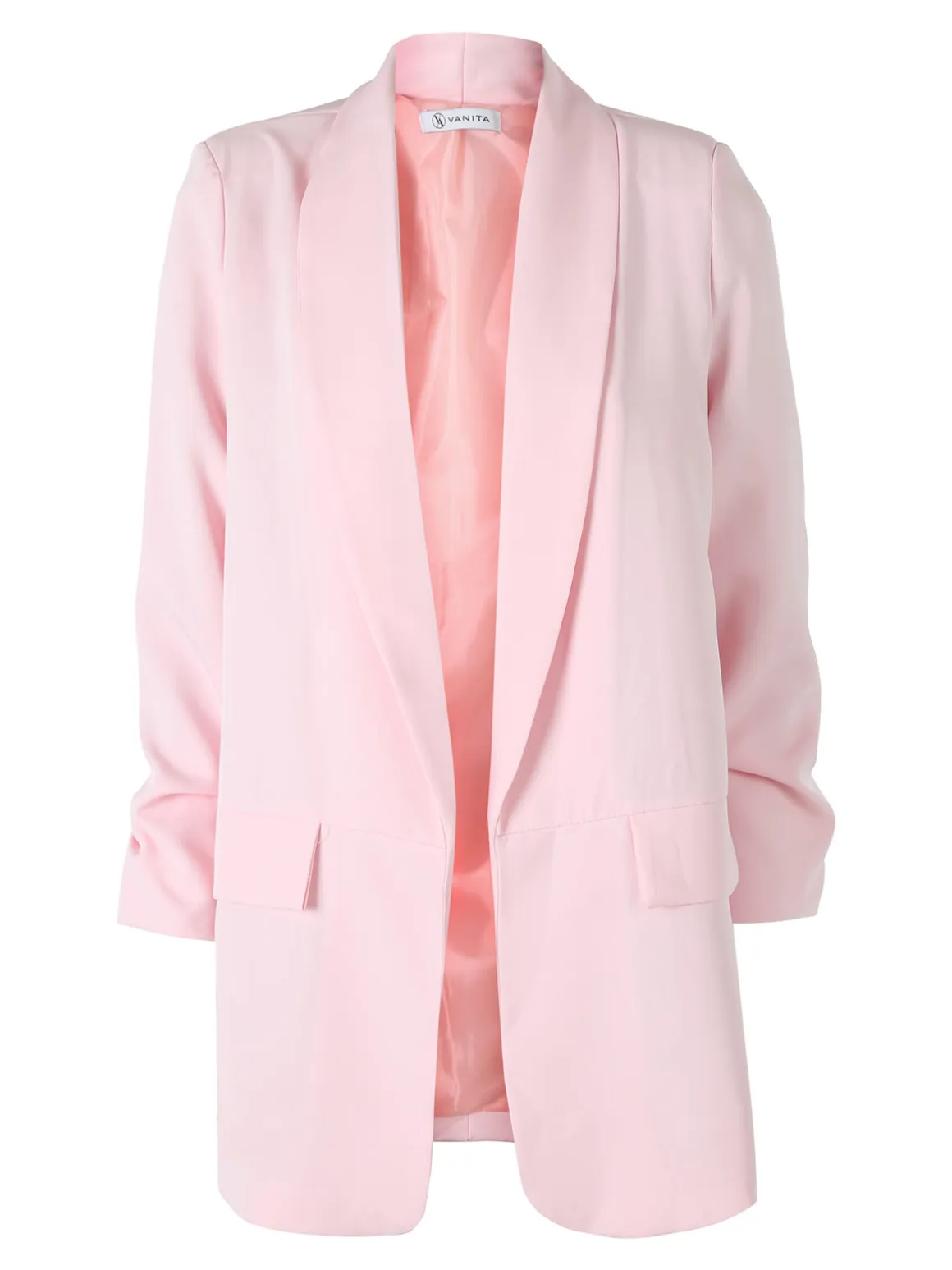 Vanita Blazer donna aperto con maniche arricciate - rosa