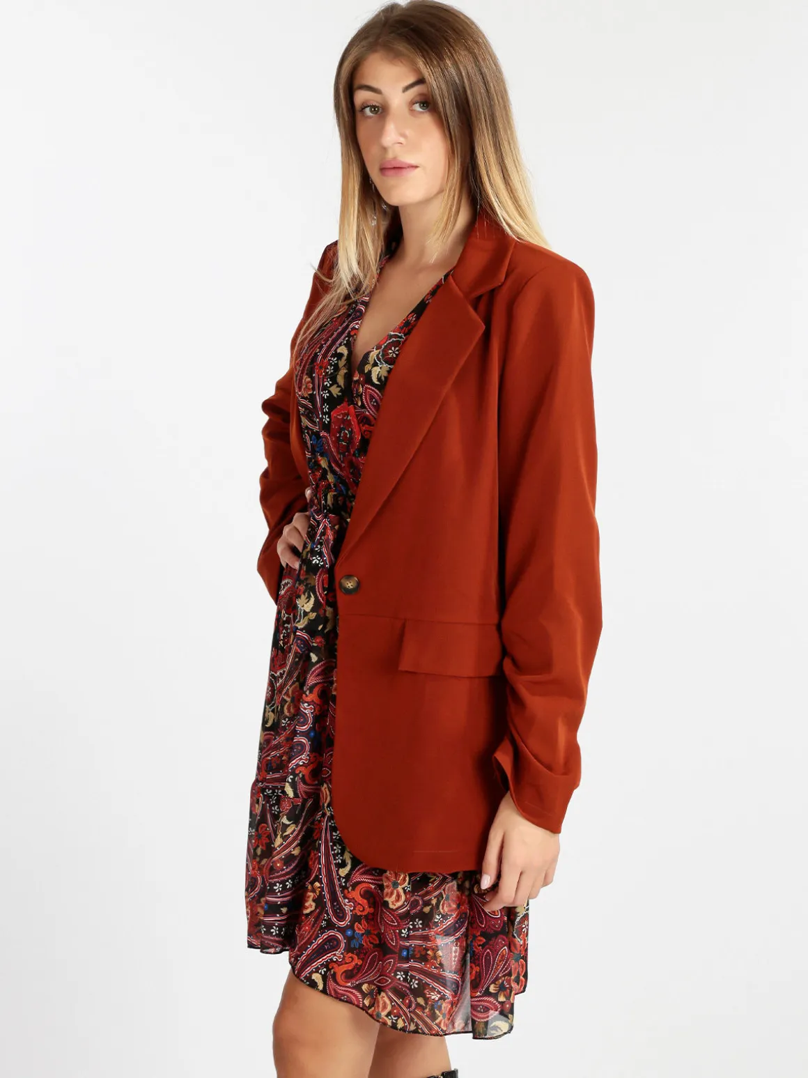 Vanita Blazer donna con maniche arricciate