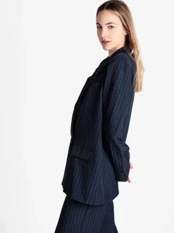 Vanita Blazer donna gessato con chiusura a doppio petto