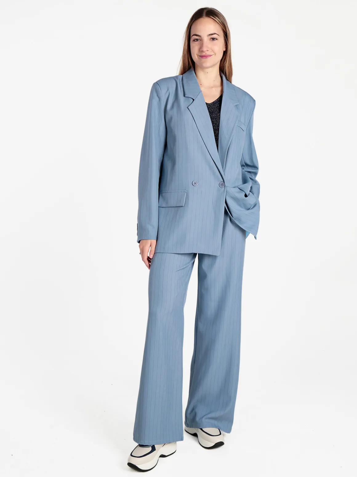Vanita Blazer donna gessato con chiusura a doppio petto