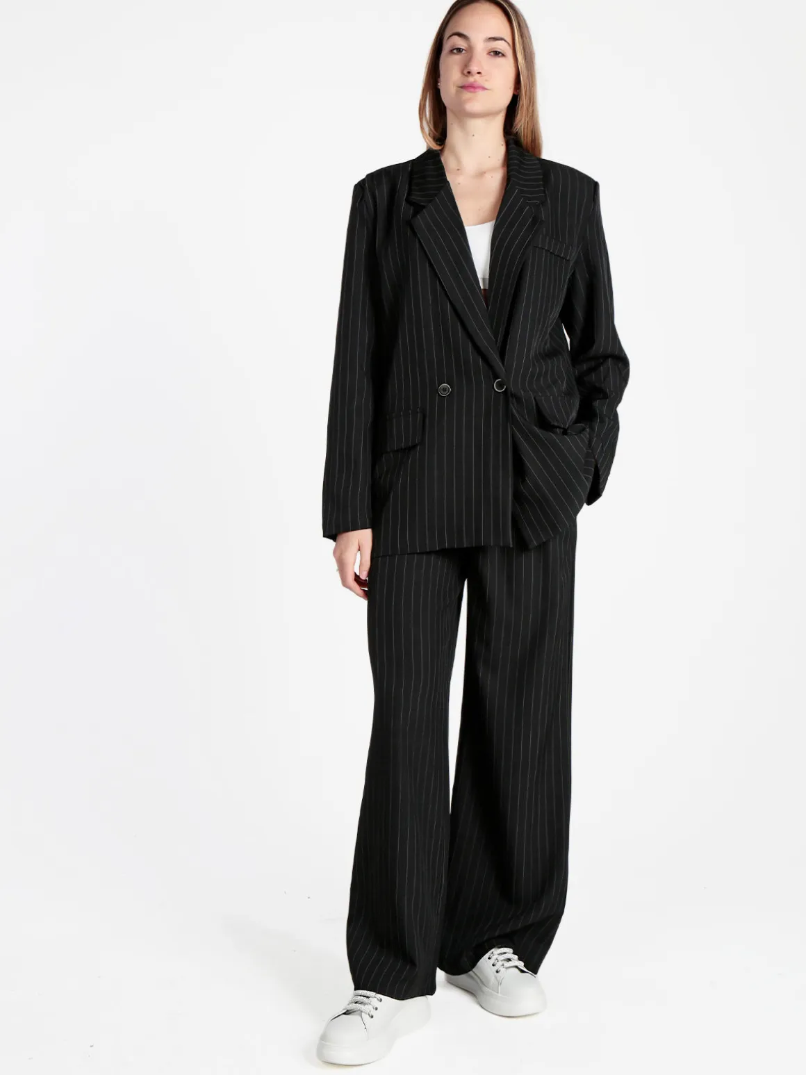 Vanita Blazer donna gessato con chiusura a doppio petto