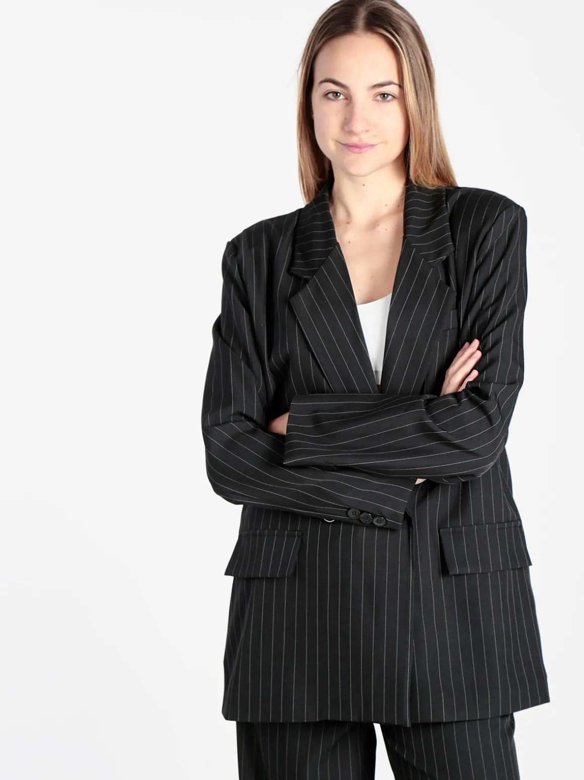 Vanita Blazer donna gessato con chiusura a doppio petto