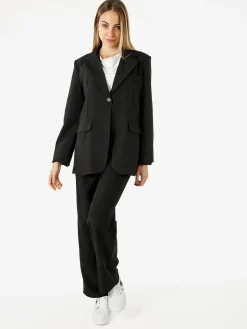 Vanita Blazer donna oversize con bottone - nero