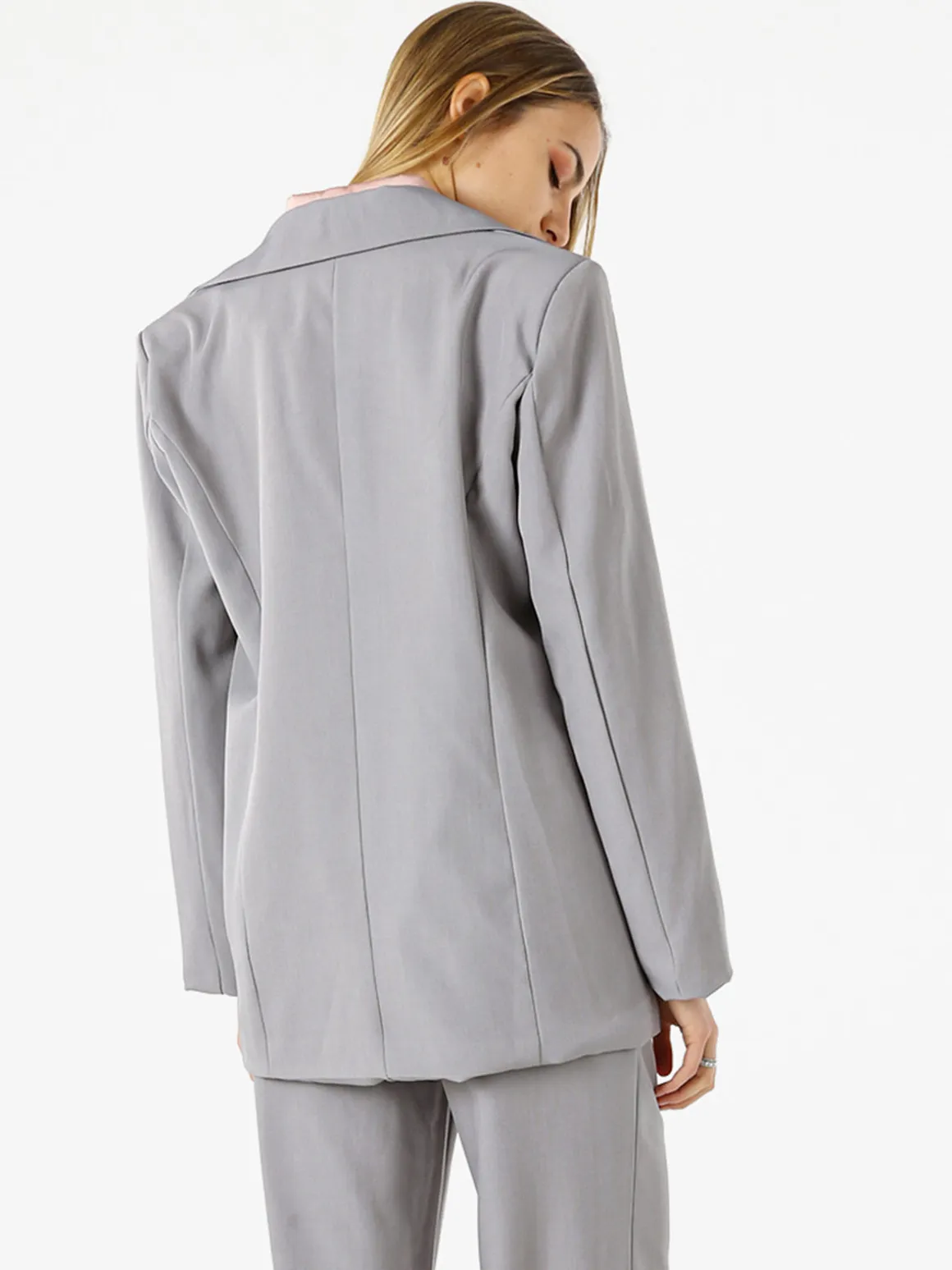 Vanita Blazer donna oversize con bottone - grigio