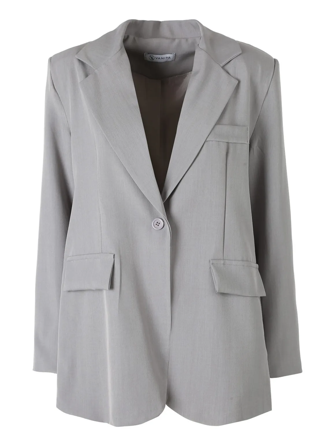 Vanita Blazer donna oversize con bottone - grigio