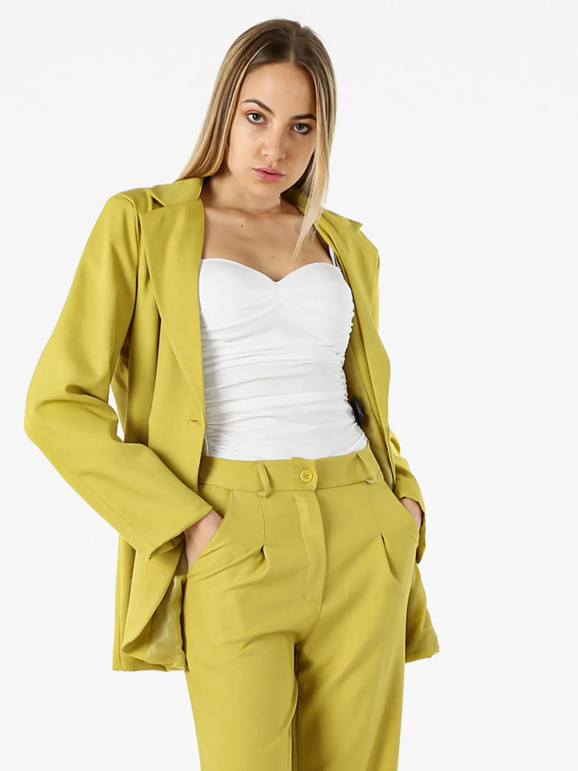 Vanita Blazer donna oversize con bottone - senape