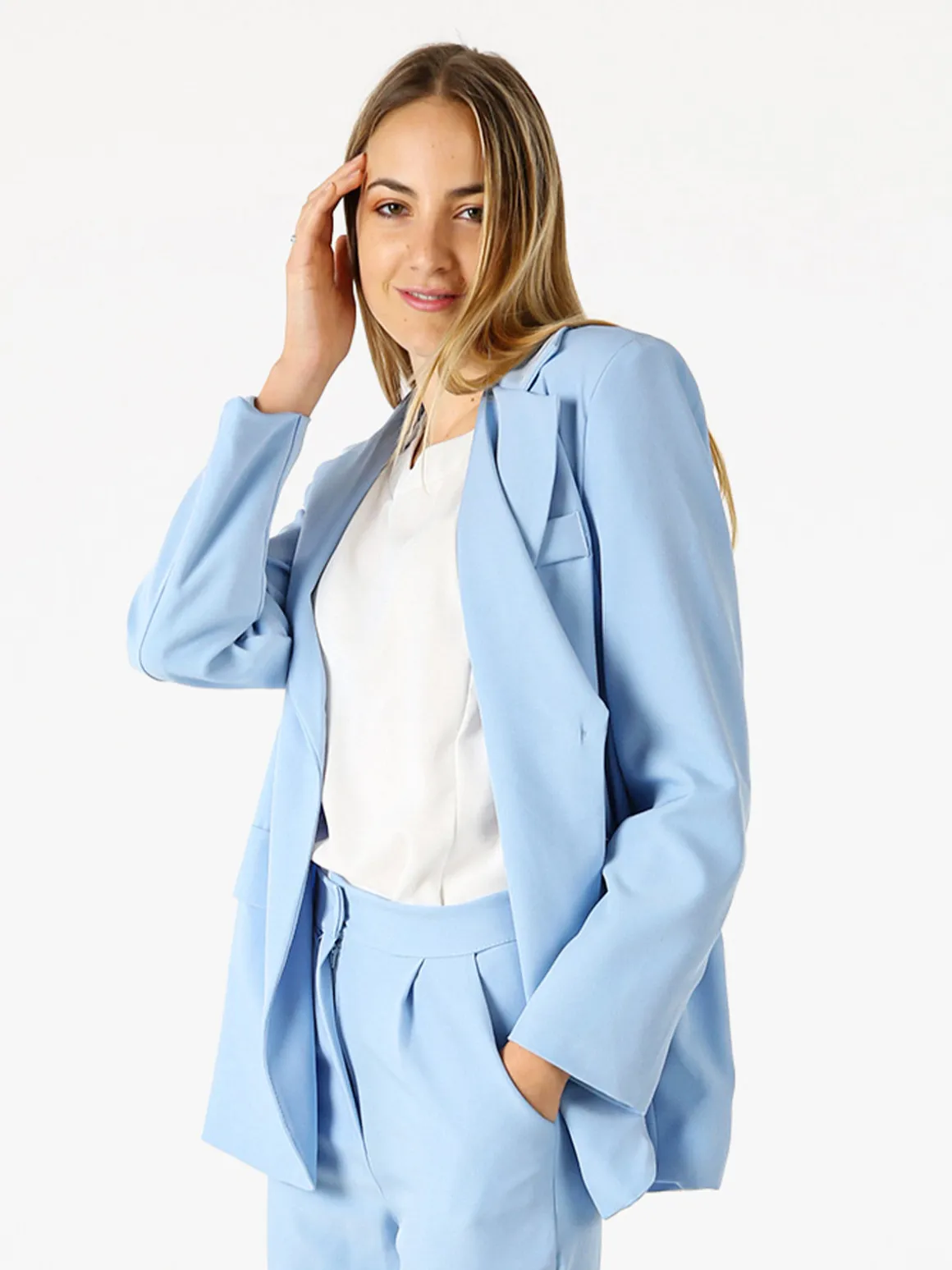 Vanita Blazer donna oversize con bottone - azzurro
