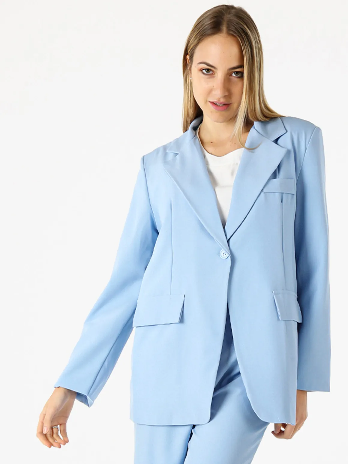 Vanita Blazer donna oversize con bottone - azzurro