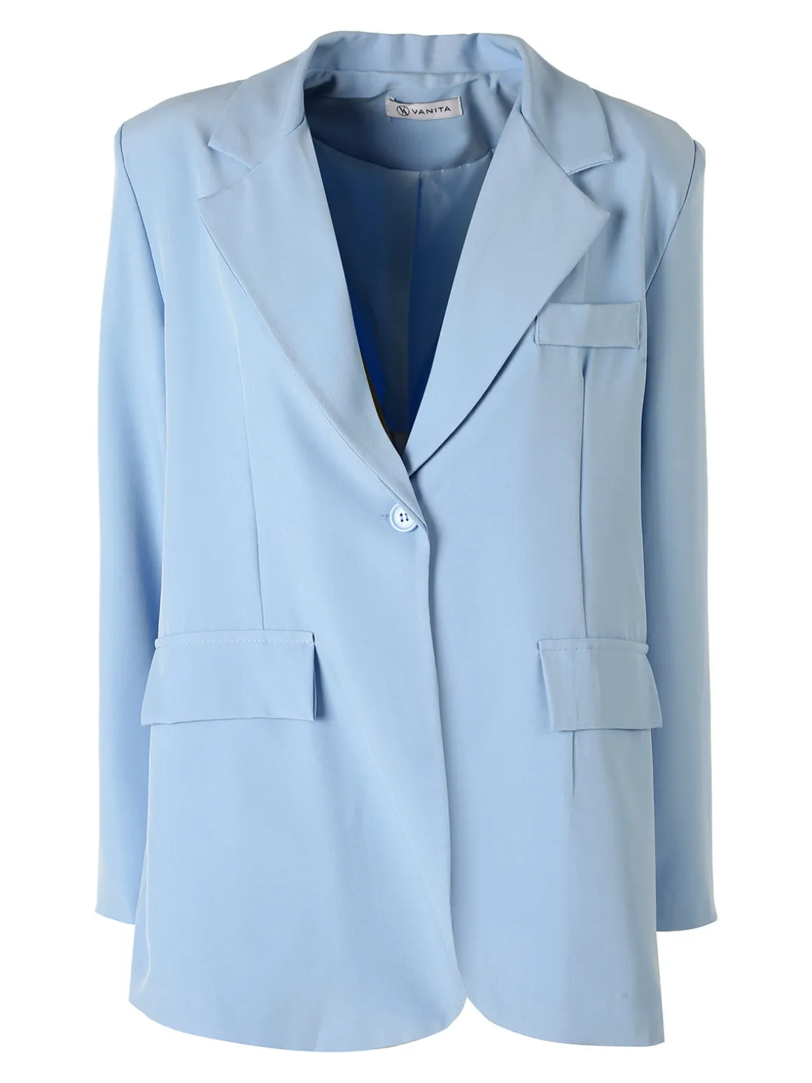 Vanita Blazer donna oversize con bottone - azzurro