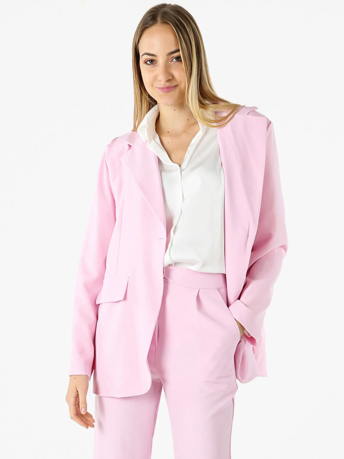Vanita Blazer donna oversize con bottone - rosa