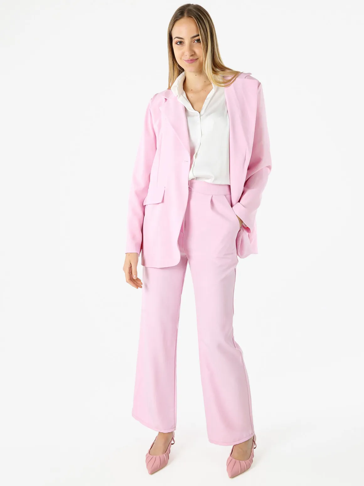 Vanita Blazer donna oversize con bottone - rosa