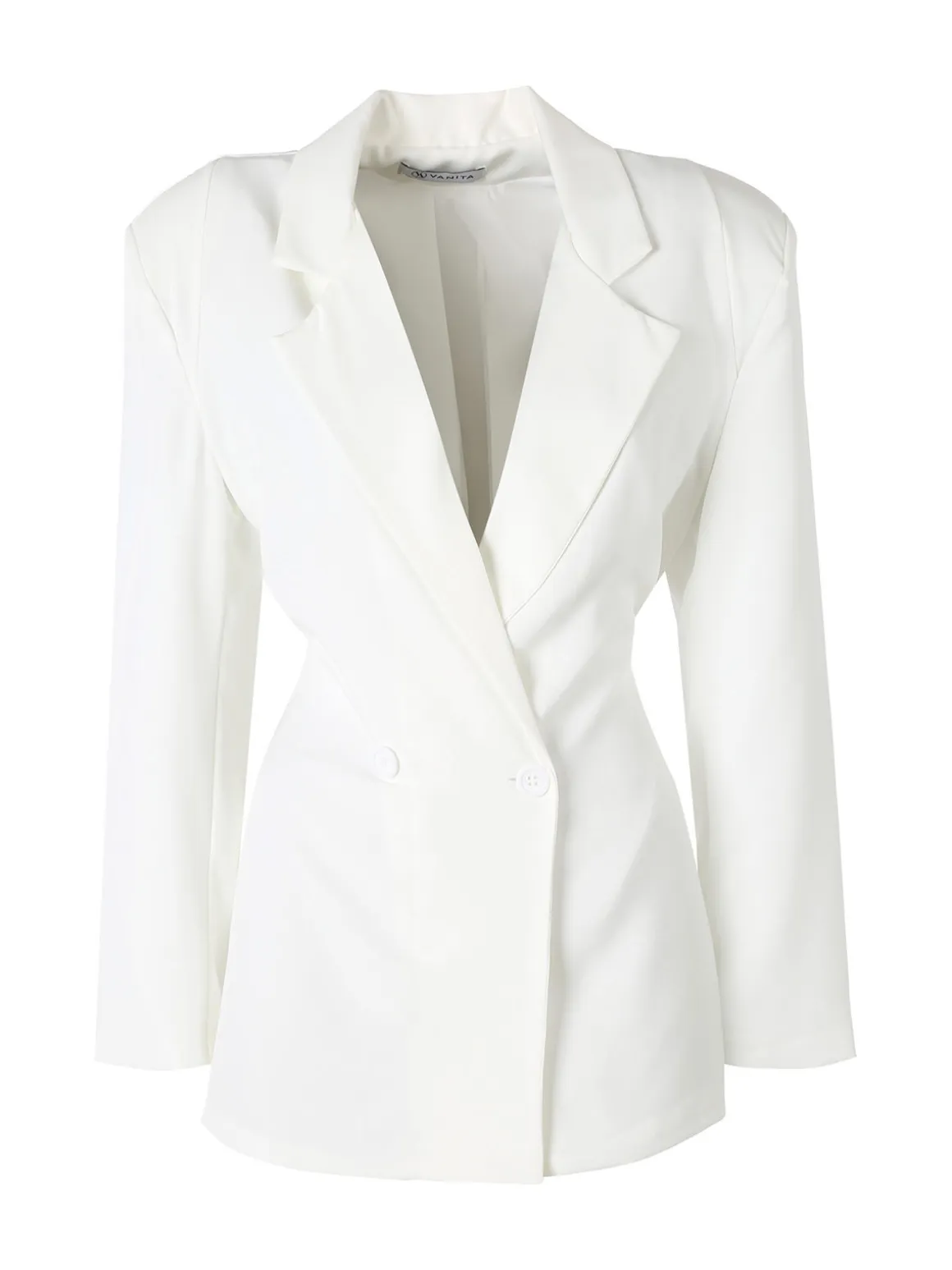 Vanita Blazer elegante da donna a doppiopetto con bottoni - bianco