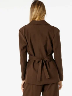 Vanita Blazer elegante da donna a doppiopetto con bottoni - marrone
