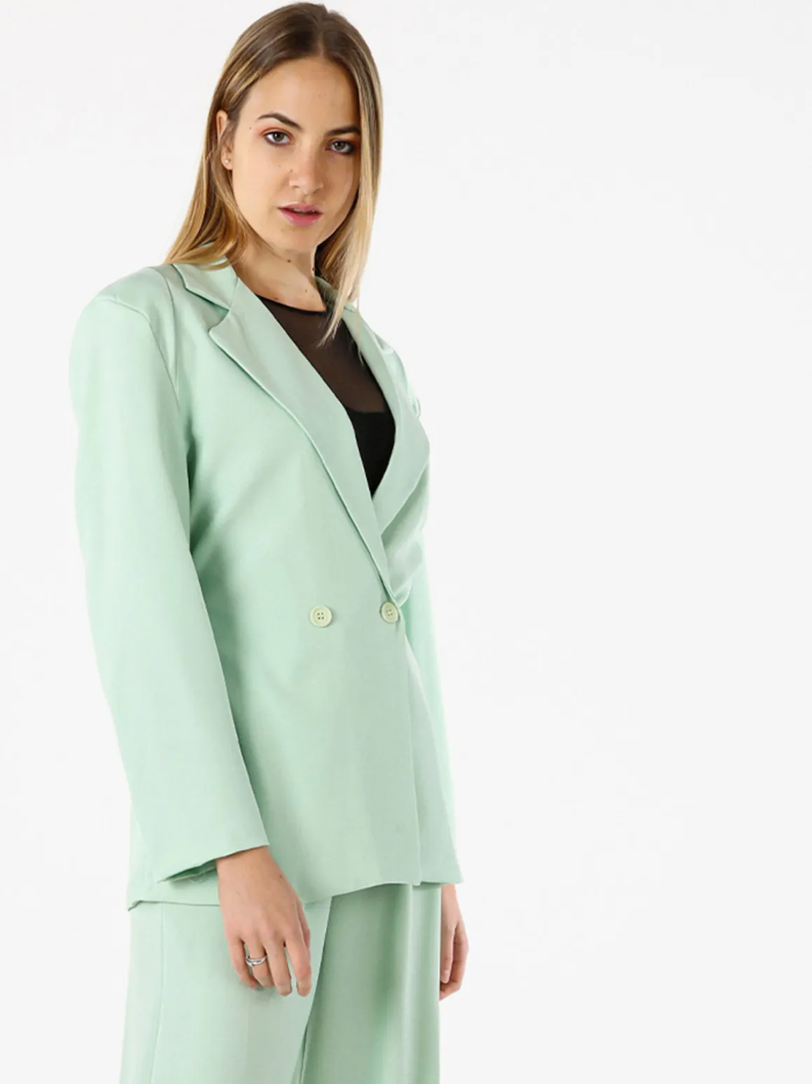 Vanita Blazer elegante da donna a doppiopetto con bottoni - acqua marina