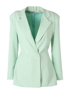 Vanita Blazer elegante da donna a doppiopetto con bottoni - acqua marina