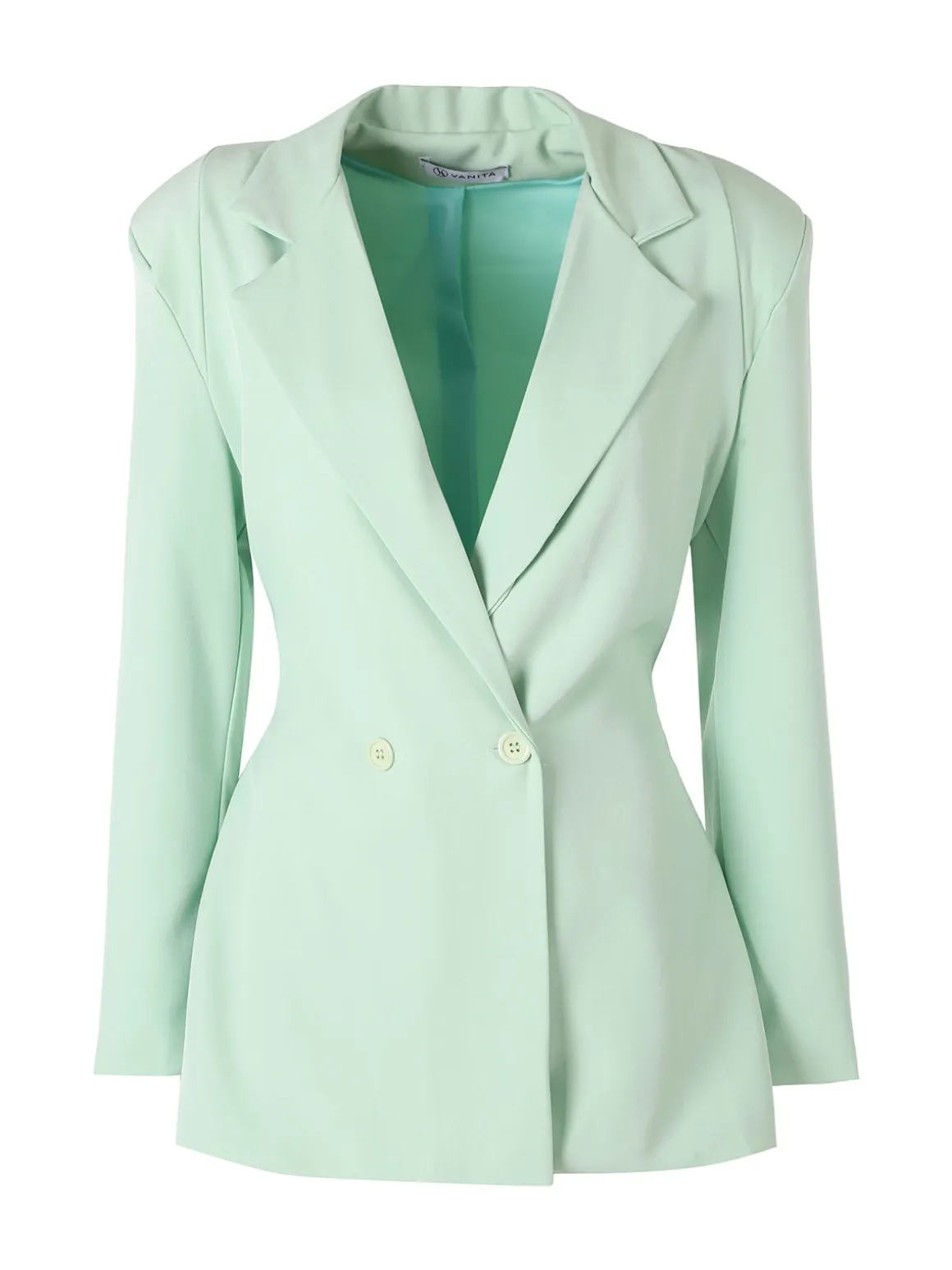 Vanita Blazer elegante da donna a doppiopetto con bottoni - acqua marina