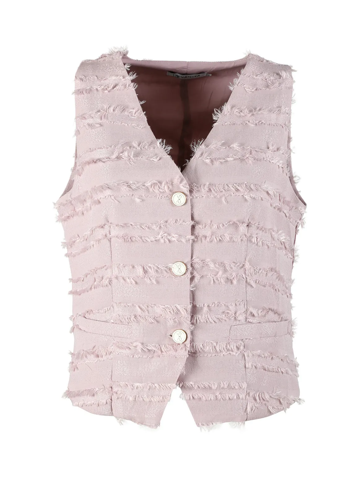 Vanita Gilet donna con dettagli sfrangiati - beige