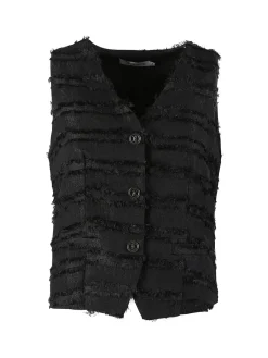Vanita Gilet donna con dettagli sfrangiati - nero
