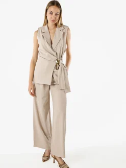 Vanita Gilet donna con dettaglio dorato - beige
