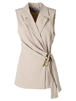 Vanita Gilet donna con dettaglio dorato - beige