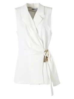 Vanita Gilet donna con dettaglio dorato - bianco