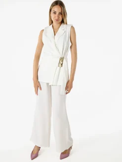 Vanita Gilet donna con dettaglio dorato - bianco