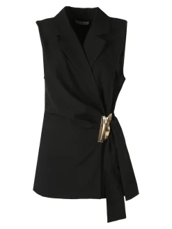 Vanita Gilet donna con dettaglio dorato - nero