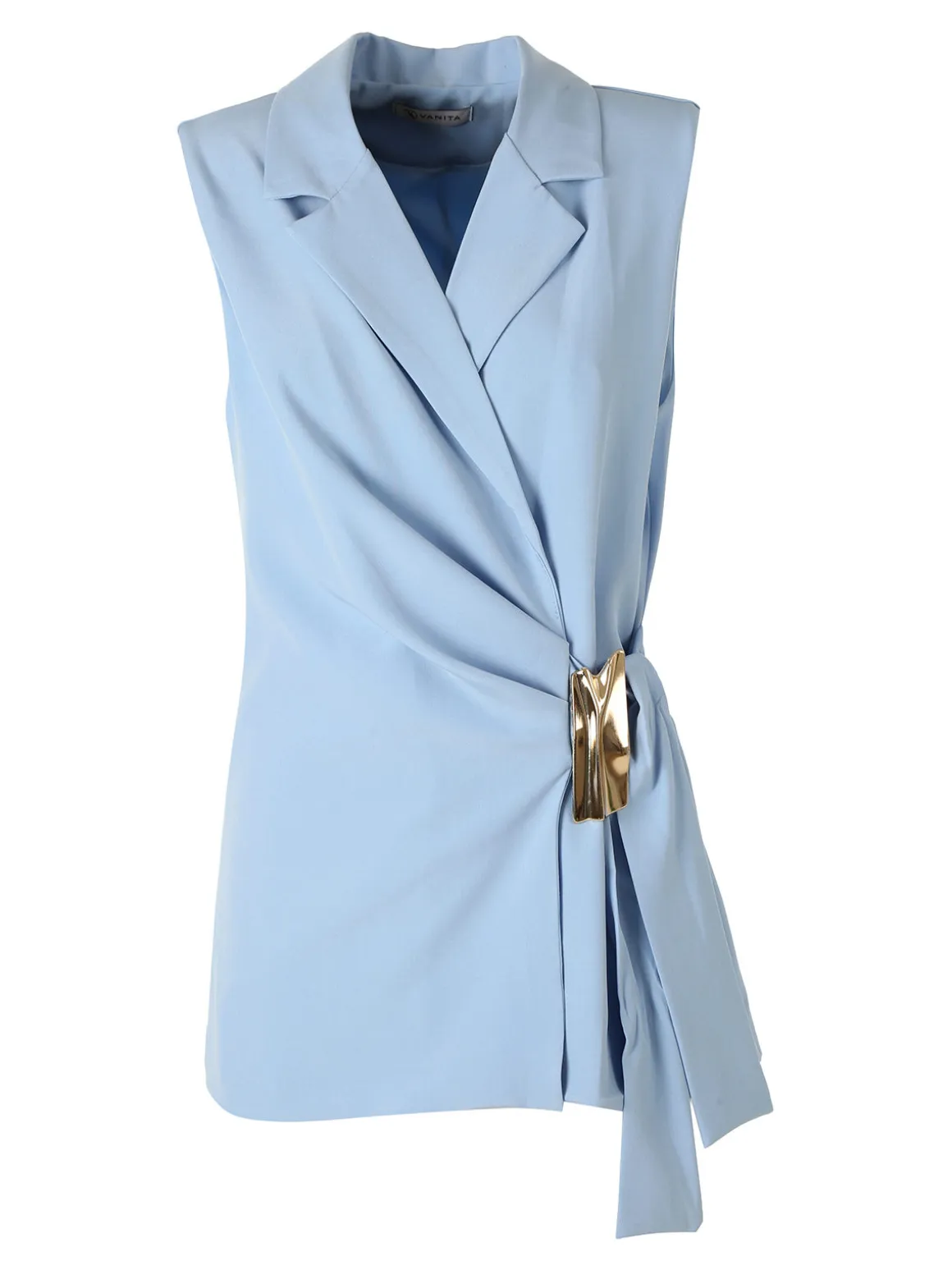 Vanita Gilet donna con dettaglio dorato - azzurro