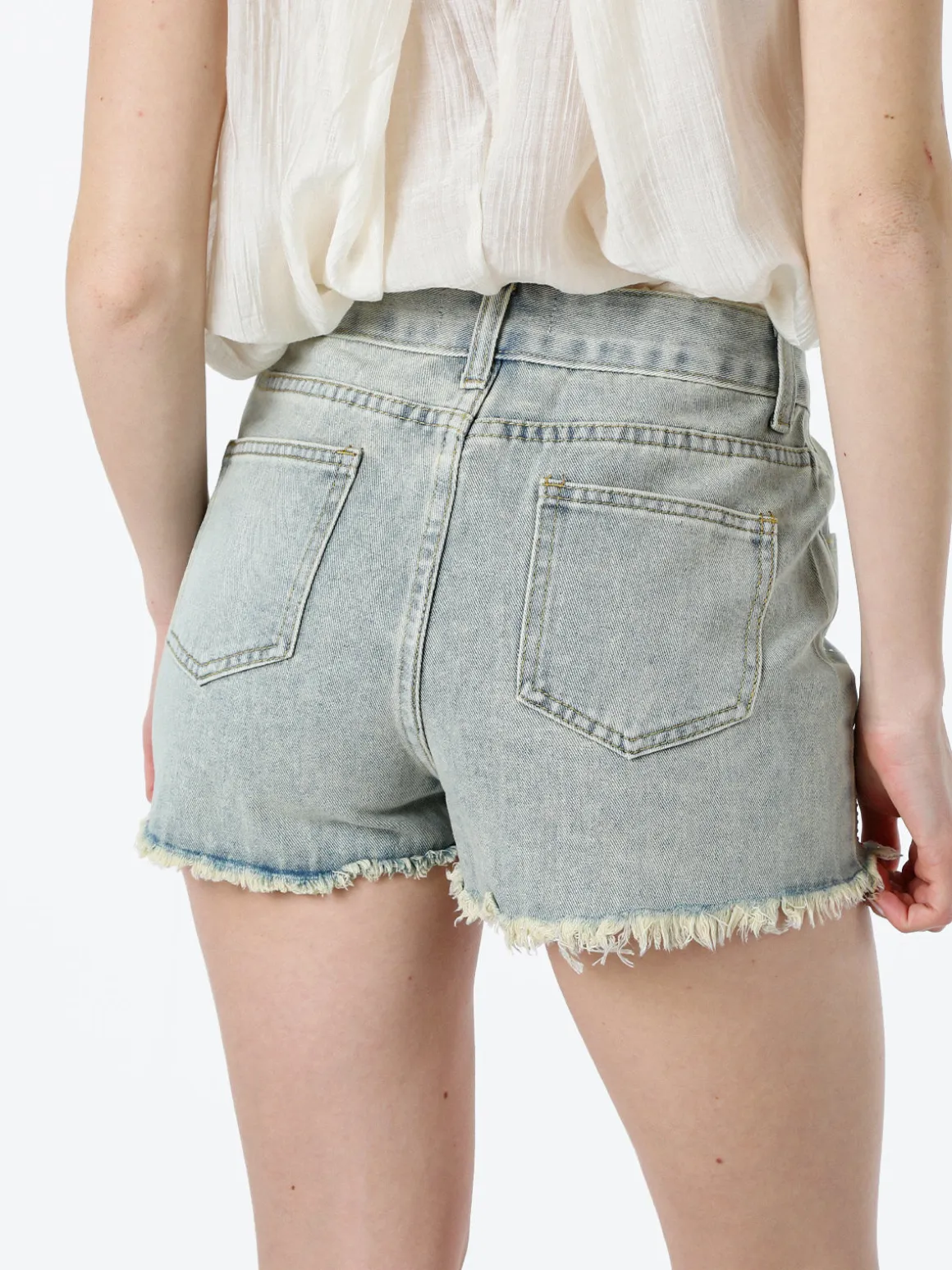 Vanita Shorts in jeans da donna con microborchie sfrangiati sul finale - jeans