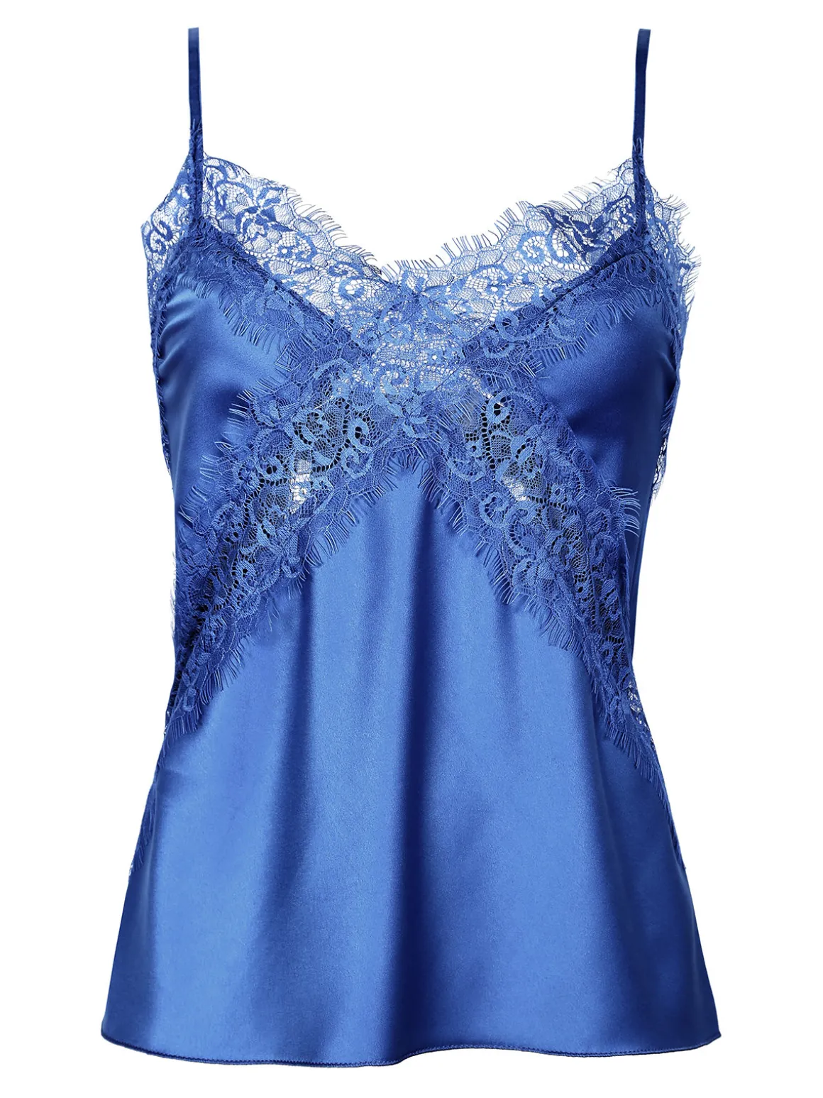 Vanita Top donna effetto raso con pizzo